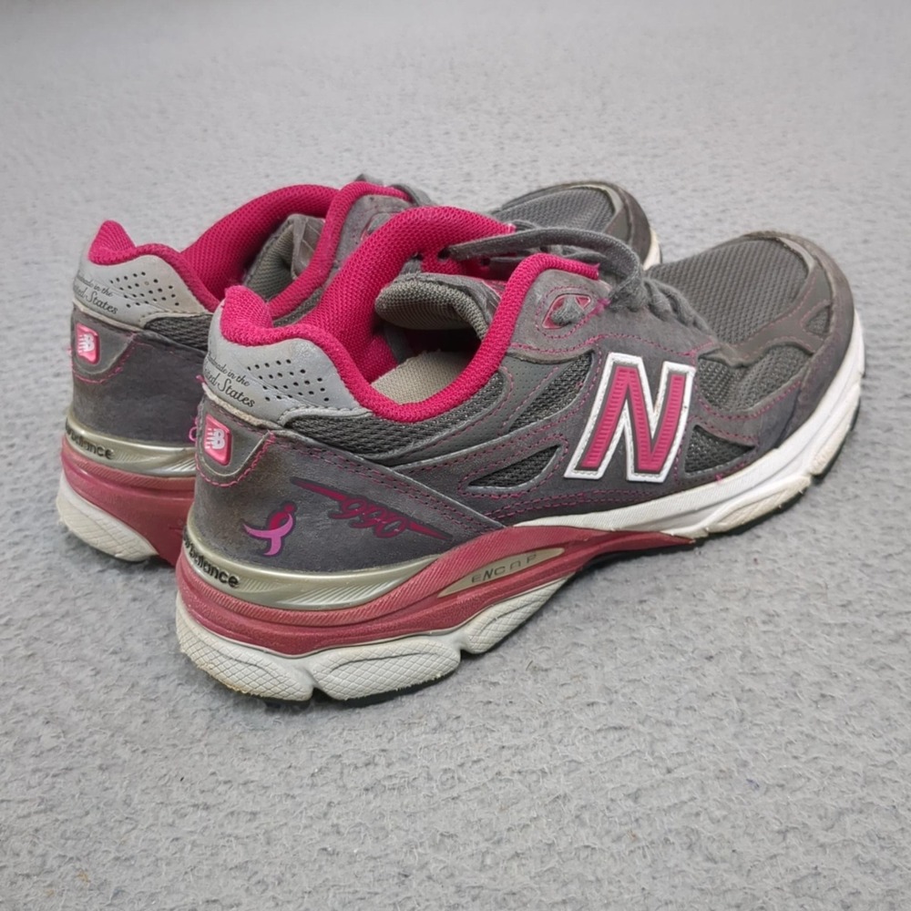 New Balance 990v3 Shoes Womens Size 7.5 AA Gray Pink Breast Cancer Running USA - Picture 3 of 16